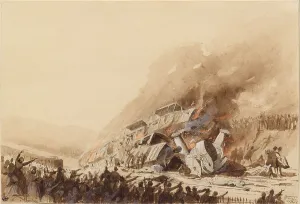 Railroad Prints: The Versailles rail disaster on May 8, 1842, 1842. Creator: Garez, Rene Joseph (1802-1852)