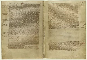Verse account of Magna Carta in the Chronicle of Melrose Abbey, 1270s. Artist: Historical Document Verse account of Magna Carta in the Chronicle of Melrose Abbey, 1270s. Artist: Historical Document