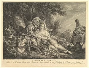 Augustin Of Saint Aubin Gallery: Vertumnus and Pomona, 1765. Creator: Augustin de Saint-Aubin