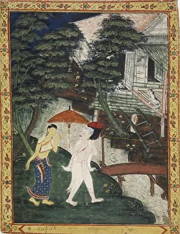 House On Stilts Prints: Vessantara Jataka, Chapter 5 (Jujaka), 1850-1870. Creator: Unknown