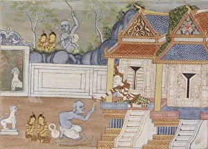 Thailand Southeast Asia Prints: Vessantara Jataka, Chapter 8 (The Royal Children), 1920-1940. Creator: Unknown