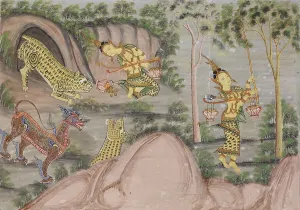 Thailand Southeast Asia Prints: Vessantara Jataka, Chapter 9 (Maddi), c1920-1940. Creator: Unknown