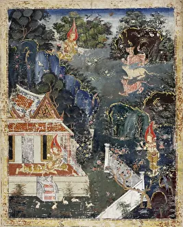 Thailand Southeast Asia Prints: Vessantara Jataka, Chapter 9 (Maddi), 1830-1860. Creator: Unknown