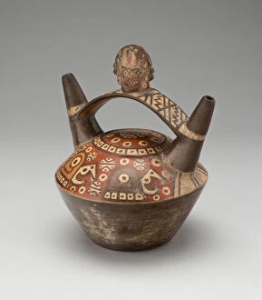 Ancient Site Gallery: Vessel with Abstract Motifs and a Modeled Head, A.D. 700 / 900. Creator: Unknown