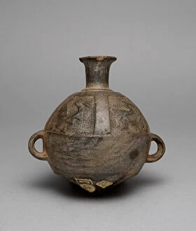 Aryballos Gallery: Vessel (Aryballos) with Relief Depicting Birds and Fish, A.D. 1200 / 1450. Creator: Unknown