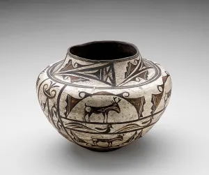 New Mexico Prints: Vessel with deer showing red heart line, 1870-1885. Creator: Unknown