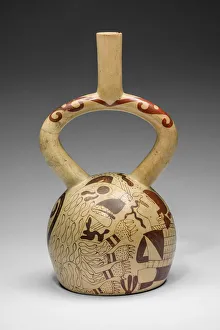 Captivity Gallery: Vessel Depicting a Bound Prisoner Facing a Jaguar, A.D. 250 / 500. Creator: Unknown