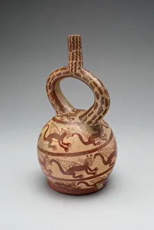 Stirrup Spout Prints: Vessel Depicting Feline Figures, 100 B. C. / A. D. 500. Creator: Unknown