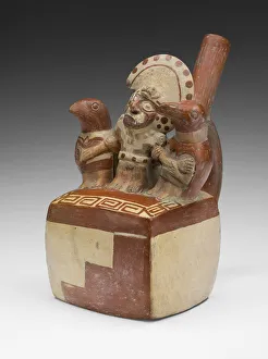 Mochica Prints: Vessel Depicting a Prisoner with Avian Captors, 100 B. C. / A. D. 500. Creator: Unknown