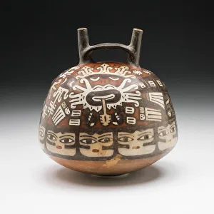 Vessel Depicting Ritual Performer Wearing a Feline Mask with a Symbolic Headdress
