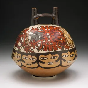 Sticking Out Tongue Prints: Vessel Depicting Ritual Performer Wearing a Feline Mask with a Symbolic Trail
