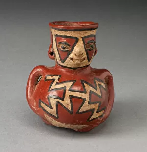 Vessel in the Form of a Figure with Geometric Face and Body Paint, 500 B.C. / A.D. 200
