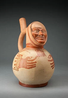 Vessel in the Form of a Figure with Sculpted Head and Arms and Hands Painted on... 100 B