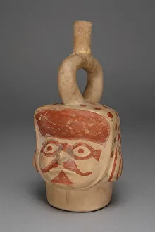 Vessel in Form of a Masked Head with a Mustache, 100 B. C. / A. D. 500. Creator: Unknown