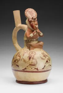On Top Of Prints: Vessel in the Form of a Royal Messenger with Ritual Runners, 100 B. C. / A. D. 500