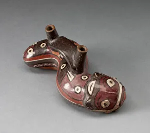 Vessel in the Form of a Serpent Wearing a Feline Mask Covered with Abstract Motifs, 180 B