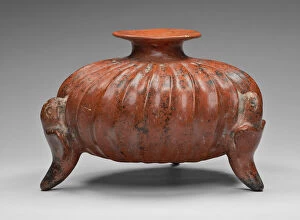 Colima Collection: Vessel in the Form of a Squash with Parrot Supports, A.D. 1 / 200. Creator: Unknown
