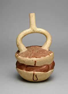Andean Gallery: Vessel in Form of Stacked Bowls of Fruits, Vegetables, and Peanuts, A.D. 250 / 500