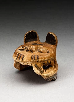 Ancient Site Gallery: Vessel Fragment in the Form of a Feline Head, A.D. 600 / 1000. Creator: Unknown