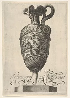 Gryphon Collection: Vessel with grotesque masks, griffins, and a frieze populated by a bull and men in