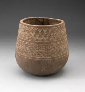 Inca Prints: Vessel Incised with Panels of Textile-like Motifs, A. D. 1450 / 1532. Creator: Unknown