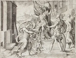 Priestess Prints: The Vestal Tuccia, between 1531 and 1576. Creator: Giulio Bonasone