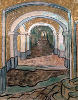 Stairway Collection: Vestibule of Asylum, 1889. Artist: Vincent van Gogh