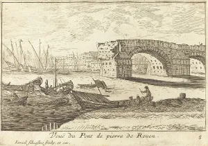 Silvestre Israel Prints: Veue du Pont de pierre de Rouen, 1664. Creator: Israel Silvestre