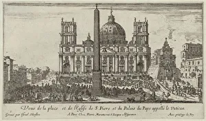 Apostolic Palace Prints: Veuë de la place et de l'Eglise de S