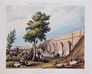 Thomas Talbot Bury 1809 1877 Prints: Viaduct at Watford, published 1837 (hand coloured engraving)
