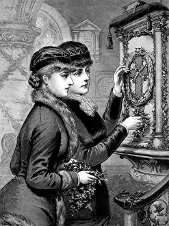 Wreath Prints: The Vicar's Daughters, drawn by A. Hunt, 1880. Creator: Unknown