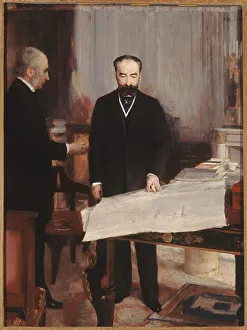 Sorbonne Prints: Vice-Rector Greard presenting plans for the new Sorbonne to President Sadi Carnot