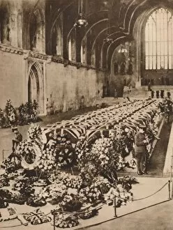 The victims of the R101 airship disaster lying in state in Westminster Hall, London, 1930 (1935)