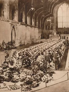 Catastrophe Prints: The victims of the R101 airship disaster lying in state in Westminster Hall
