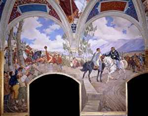 Victor Emanuel meets Giuseppe Garibaldi at Teano, 1886. Artist: Aldi, Pietro (1852-1888)