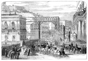 Unification Prints: Victor Emmanuel's entry into Naples: scene in the Piazza del Palazzo Reale