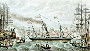 Victoria And Albert Iii Gallery: Victoria and Albert, the first steam-driven royal yacht, c1855