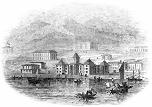 Victoria Barracks, Hong Kong - from a sketch by a correspondent, 1845. Creator: Unknown