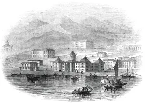 Hong Kong Prints: Victoria Barracks, Hong Kong - from a sketch by a correspondent, 1845. Creator: Unknown