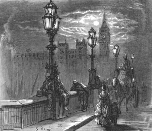 Street Lamp Prints: Victoria Embankment, 1872. Creator: Gustave Doré