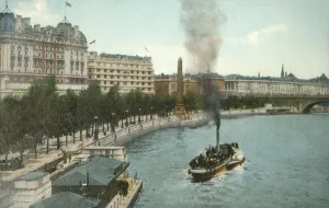 The Victoria Embankment, and steamship on the River Thames, London, c1907 The Victoria Embankment, and steamship on the River Thames, London, c1907