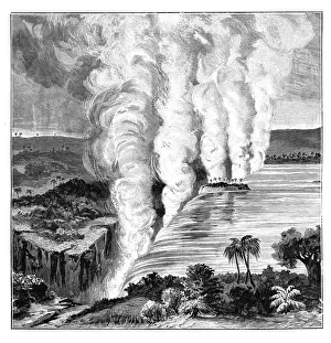 David Prints: Victoria Falls of the Zambezi River, on the border between Zambia and Zimbabwe, 1900