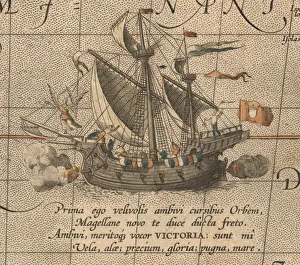 The Victoria, a Spanish carrack, ship of Ferdinand Magellan?s Armada de Molucca. (Aus Maris Pacific Artist: Ortelius, Abraham (1527-1598)