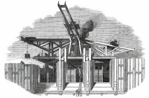 Ladders Prints: Part of the Victoria Tower - the Hoisting-Scaffold, 1850. Creator: Unknown