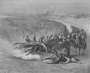 Victorian Derby at Tattenham Corner, 1872. Artist: Gustave Dore Victorian Derby at Tattenham Corner, 1872. Artist: Gustave Dore