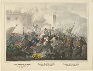 Russo Turkish War Collection: Victorious Sally by the Turkish garrison of Silistria on June 14th, 1854, 1854. Artist: Scholz