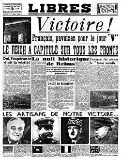 Jubilation Collection: Victory!, front page of Libres newspaper, 9 May 1945
