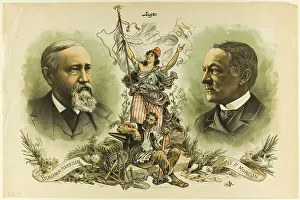 Newsprint Prints: Victory Portraits of Benjamin Harrison and Levi P