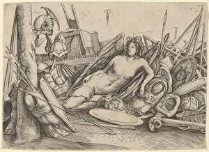 Victory Reclining Amid Trophies, c. 1500 / 1503. Creator: Jacopo de Barbari
