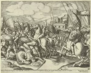Leader Collection: The victory of Scipio over Syphax, 1530-60. Creator: Master of the Die
